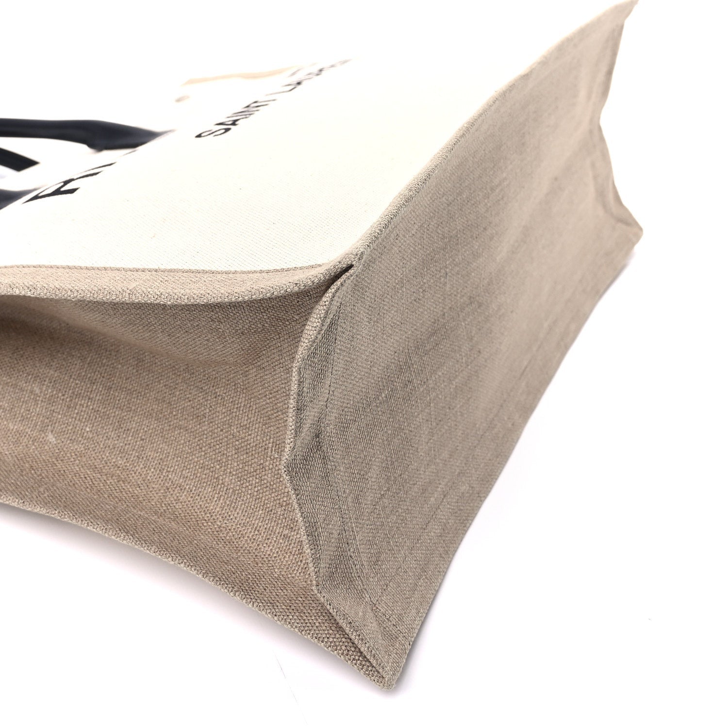 Saint Laurent Linen Calfskin Rive Gauche Tote Optic White 7 of 8