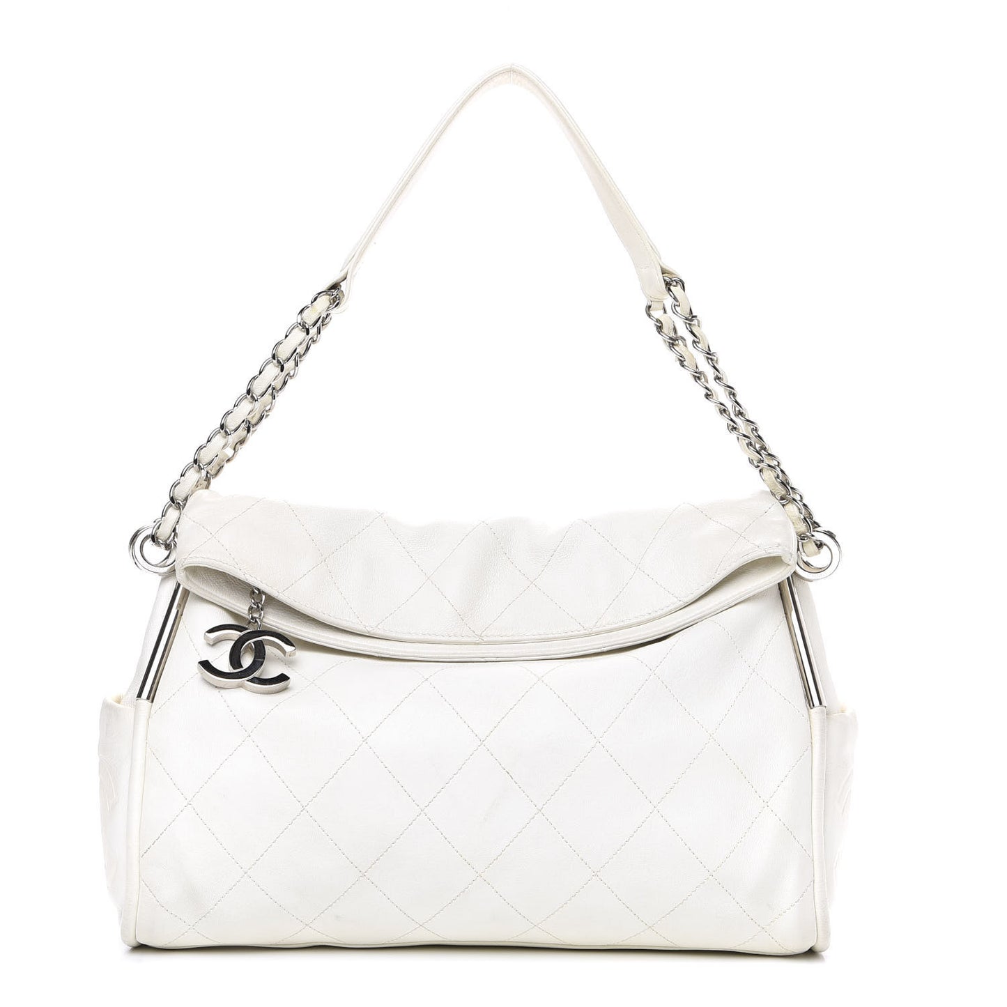 Lambskin Stitched Medium Ultimate Soft Tote White