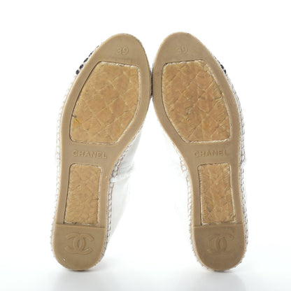 Chanel Linen CC Espadrilles 39 White Black 7 of 7
