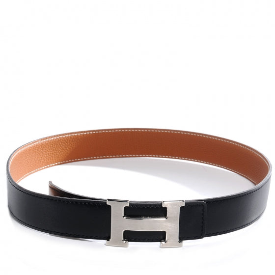 Chamonix Togo Reversible Constance 32mm H Belt Gold and Noir Brushed Silver 75