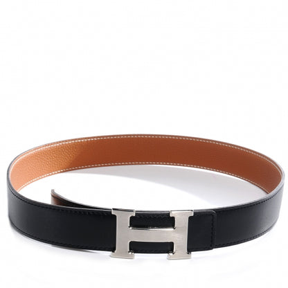 Hermes Chamonix Togo Reversible Constance 32mm H Belt Gold and Noir Brushed Silver 75 1 of 6