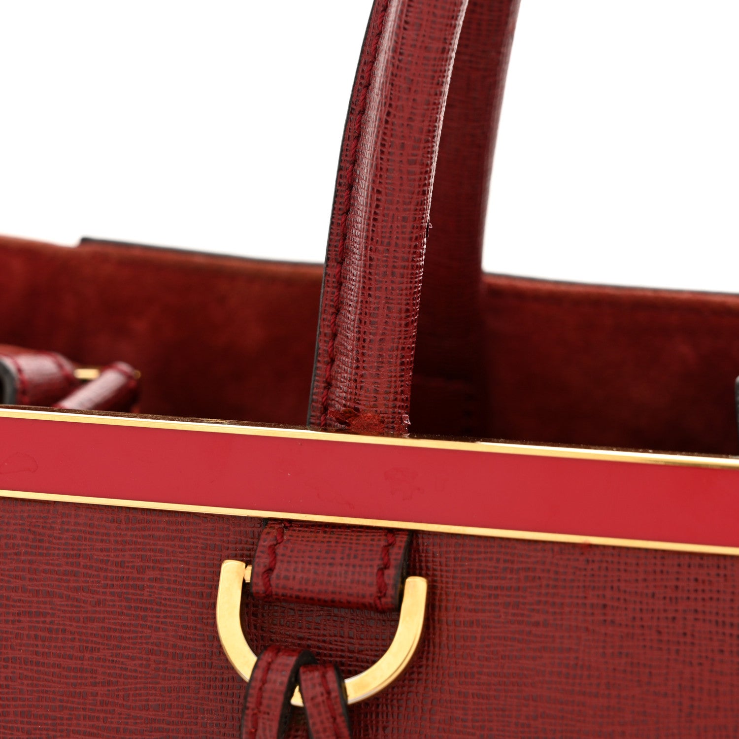 Fendi Vitello Elite Regular 2Jours Tote Rosso Scuro Ciliegia 12 of 13