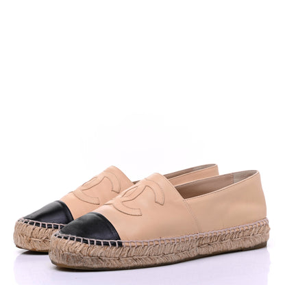 Chanel Lambskin CC Espadrilles 39 Beige Black 3 of 18