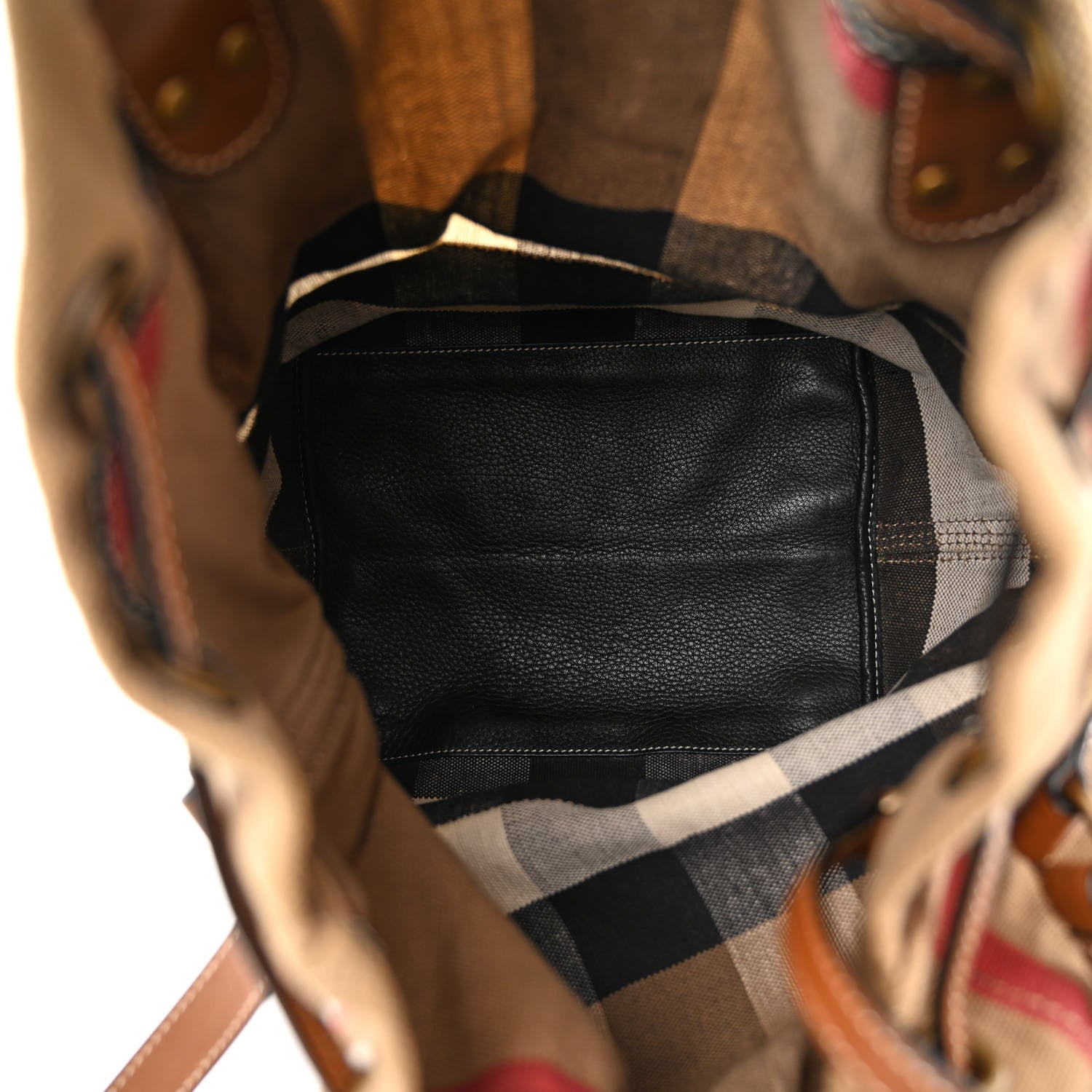 Burberry Grainy Calfskin House Check Canvas Medium Heston Crossbody Tan 6 of 11