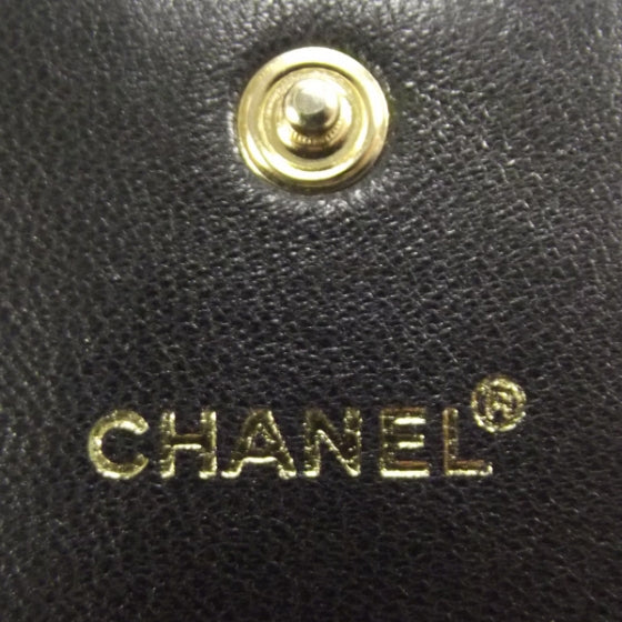 Chanel Leather Chocolate Bar Quilted Tri-Fold Wallet Black 8 of 11