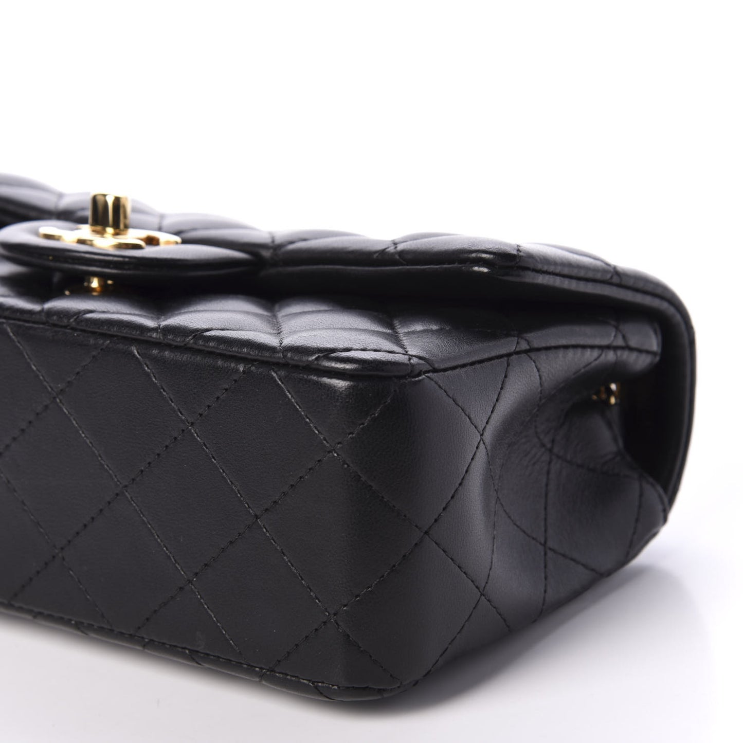 Lambskin Quilted Mini Rectangular Flap Black