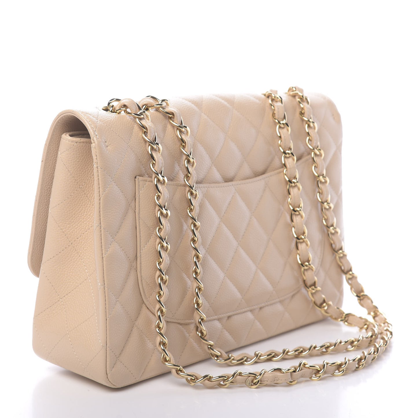 Caviar Quilted Jumbo Single Flap Beige Clair