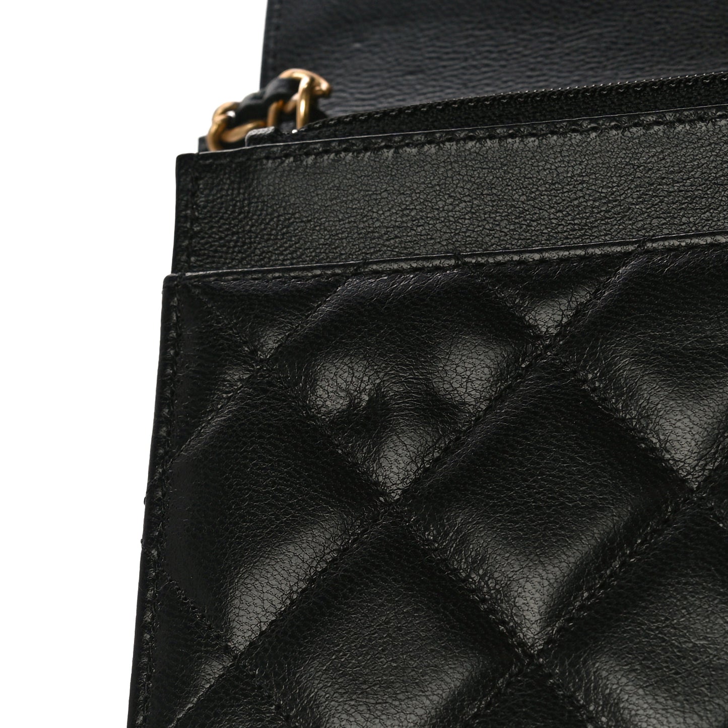 Goatskin Quilted Quilted Like A Wallet Wallet On Chain WOC Black