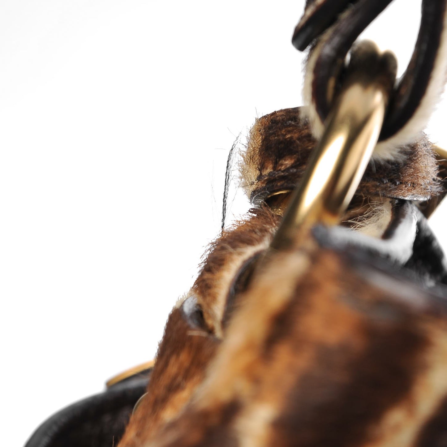 Calf Hair Leopard Print Shoulder Bag Avorio