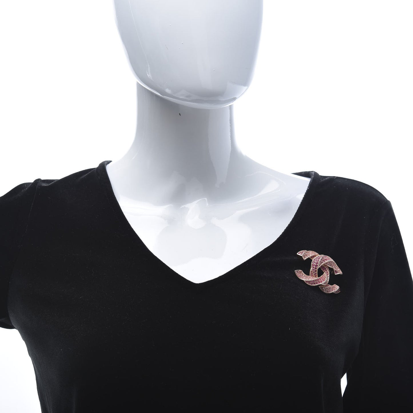 Crystal Twisted CC Brooch Rose Gold