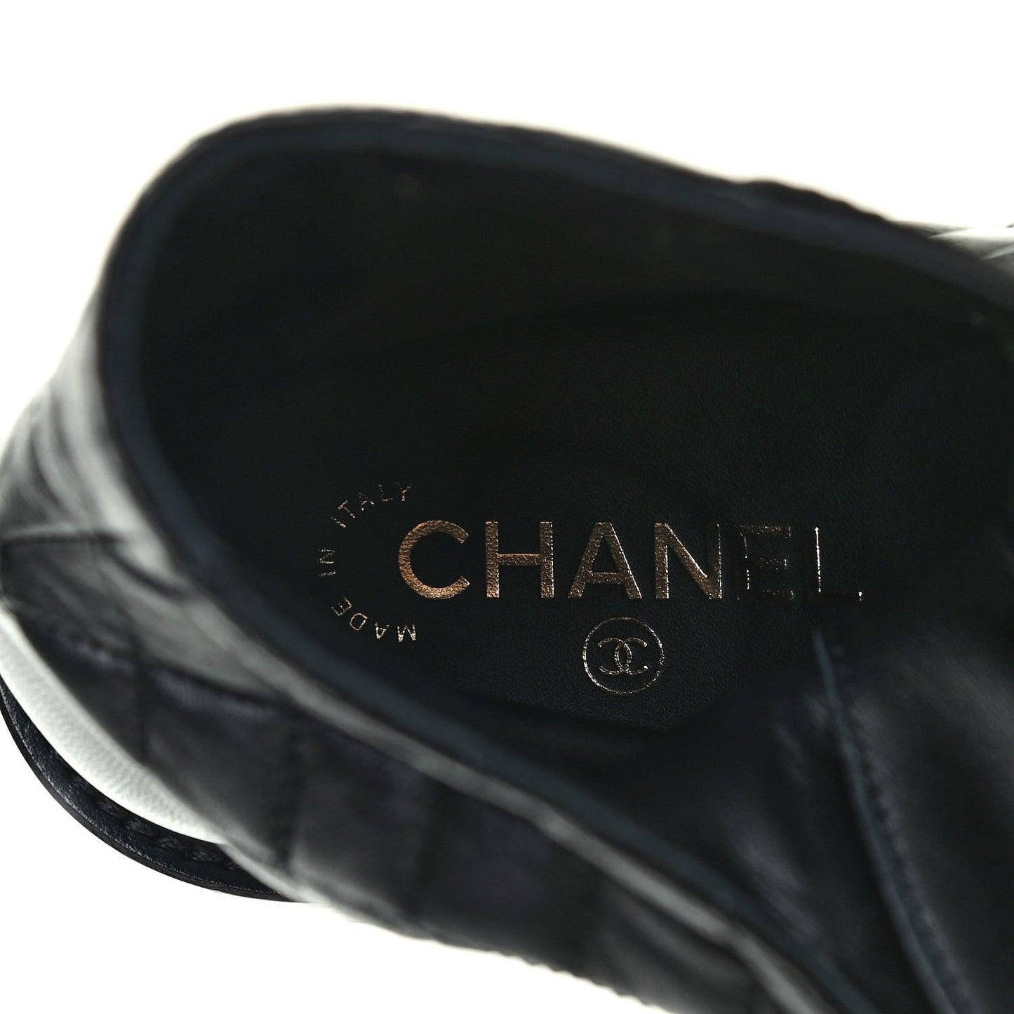 Shiny Lambskin Quilted Lace Up Combat Boots 36 Black