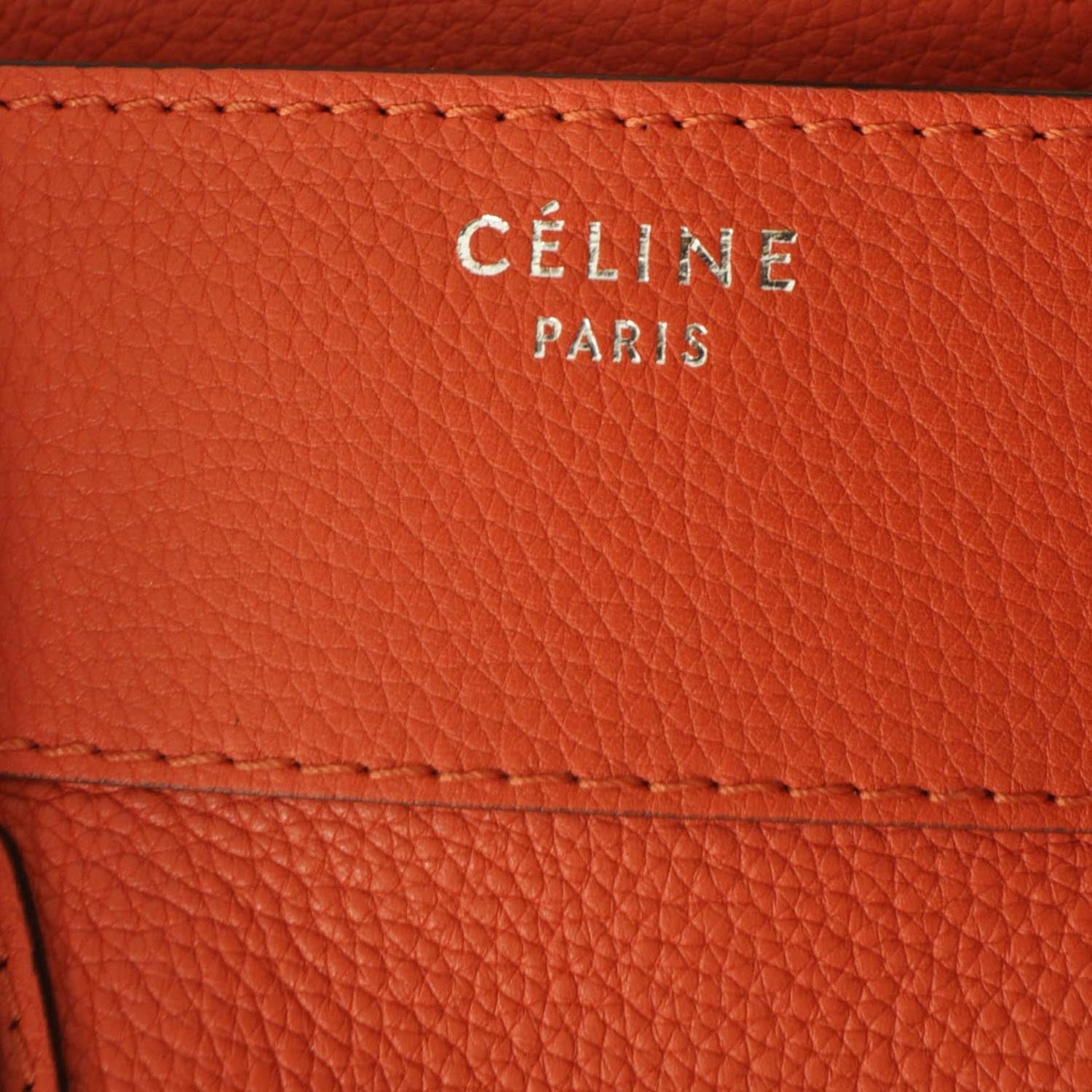 Celine Pebbled Leather Mini Luggage Bag Vermillion 7 of 9