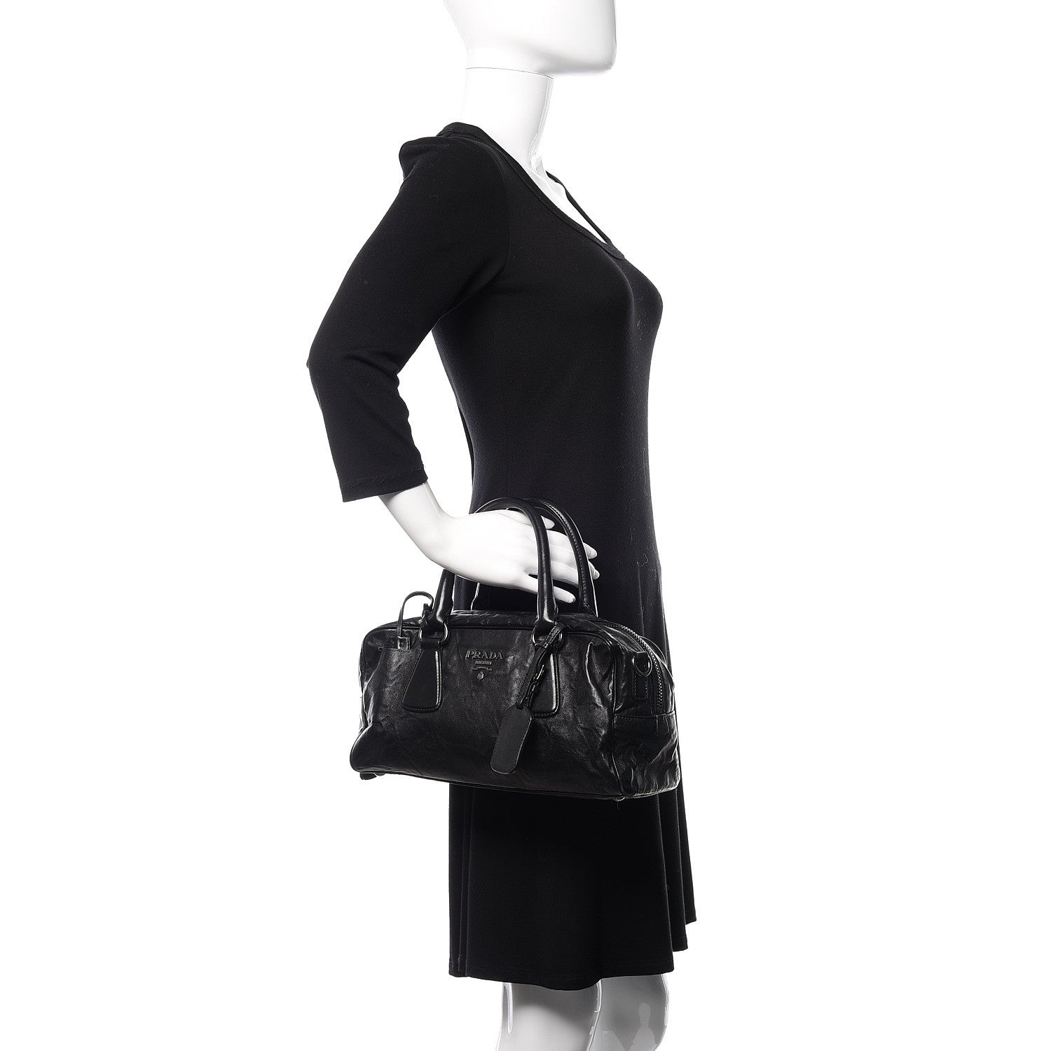 Prada Nappa Antique Bowler Black 2 of 10
