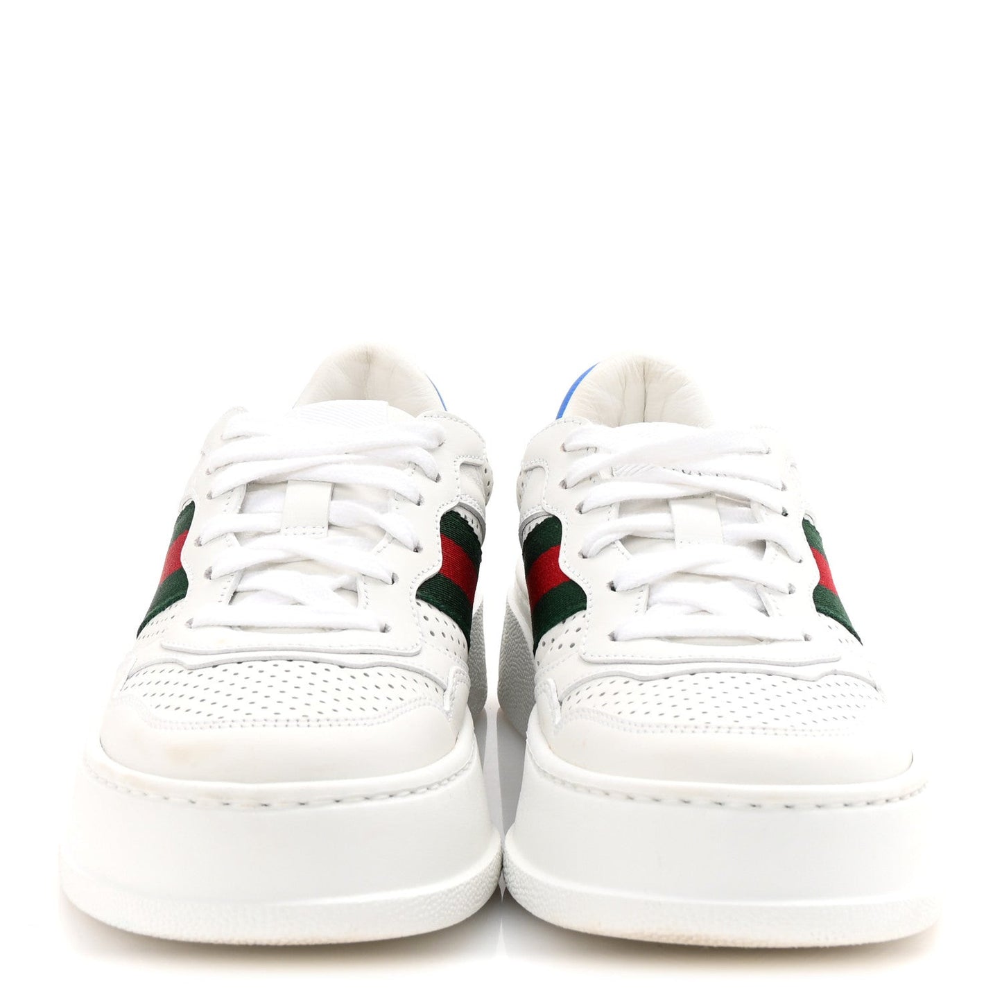 Calfskin Web Perforated Womens Platform 55mm Sneakers 36 White Bright Splash