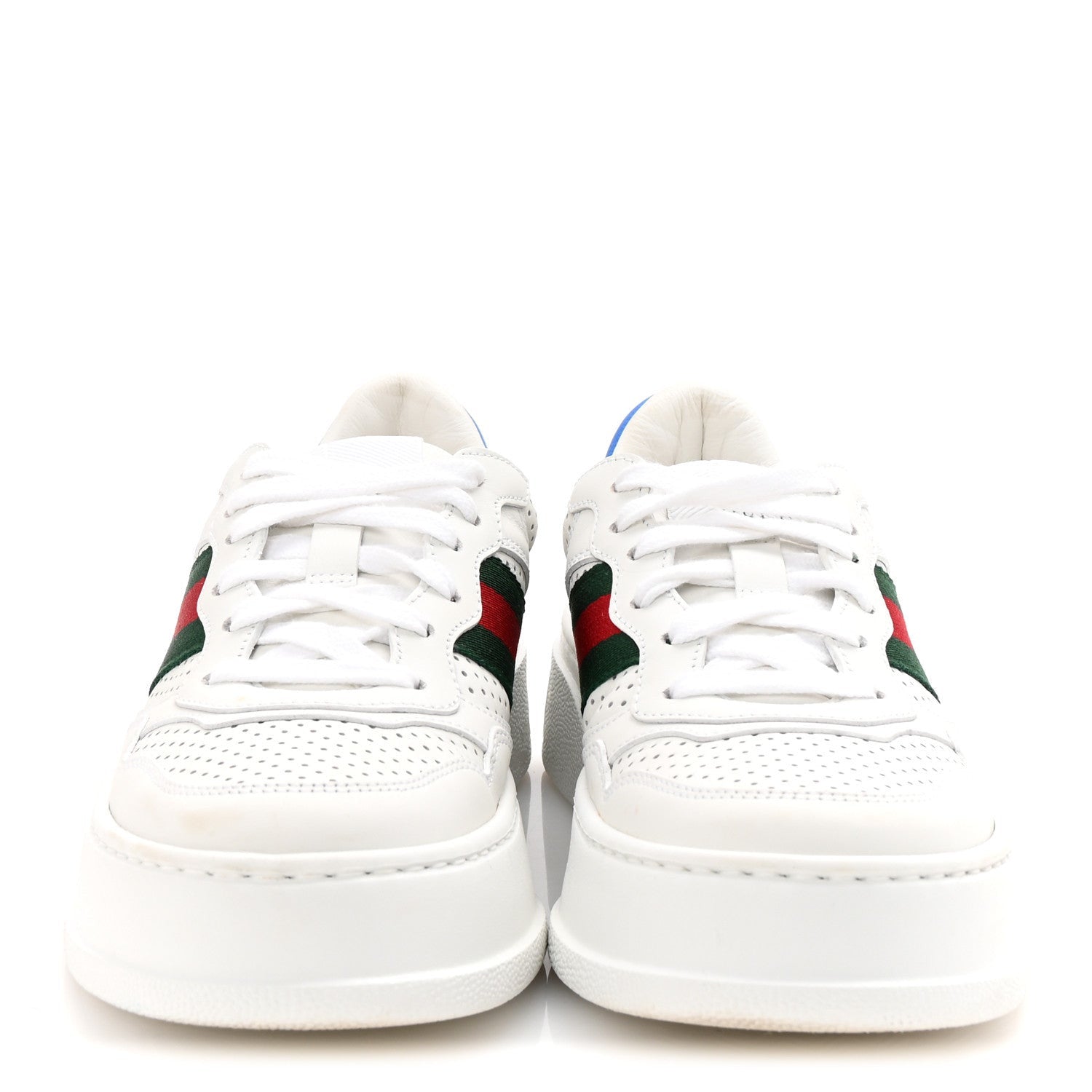 Gucci Calfskin Web Perforated Womens Platform 55mm Sneakers 36 White Bright Splash 3 of 7