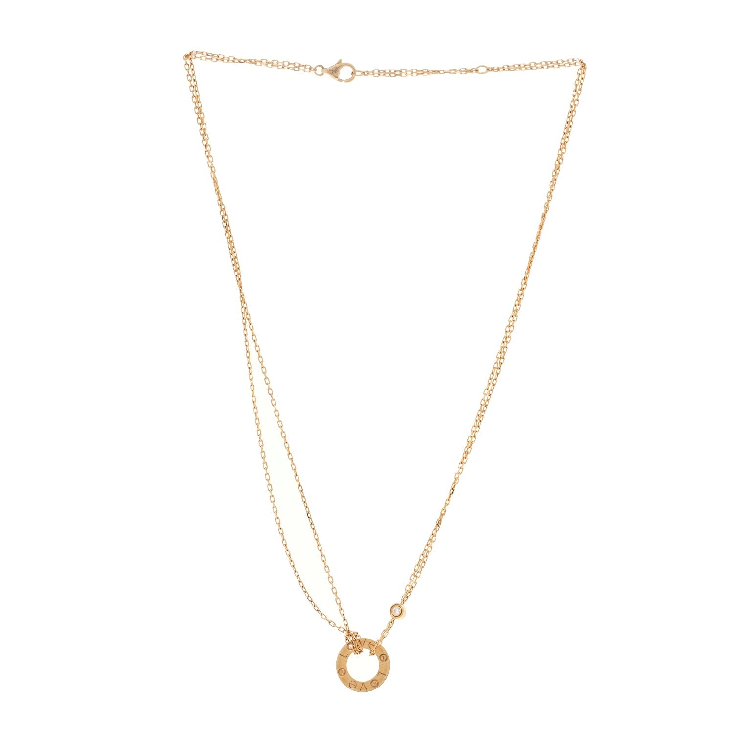 Cartier 18K Yellow Gold 2 Diamond LOVE Necklace 1 of 5