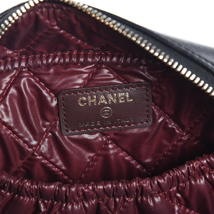 Chanel Lambskin Quilted Medium Curvy Pouch Cosmetic Case Black 6 of 8