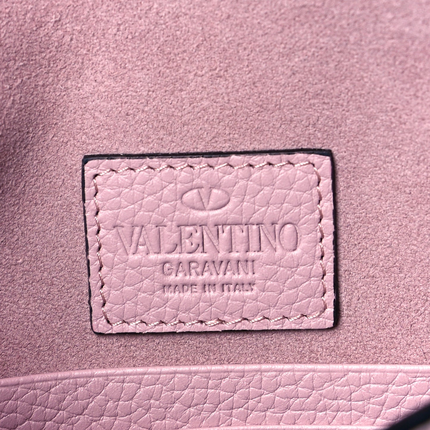Pebbled Calfskin Medium Rockstud Envelope Flat Wristlet Pouch Water Rose