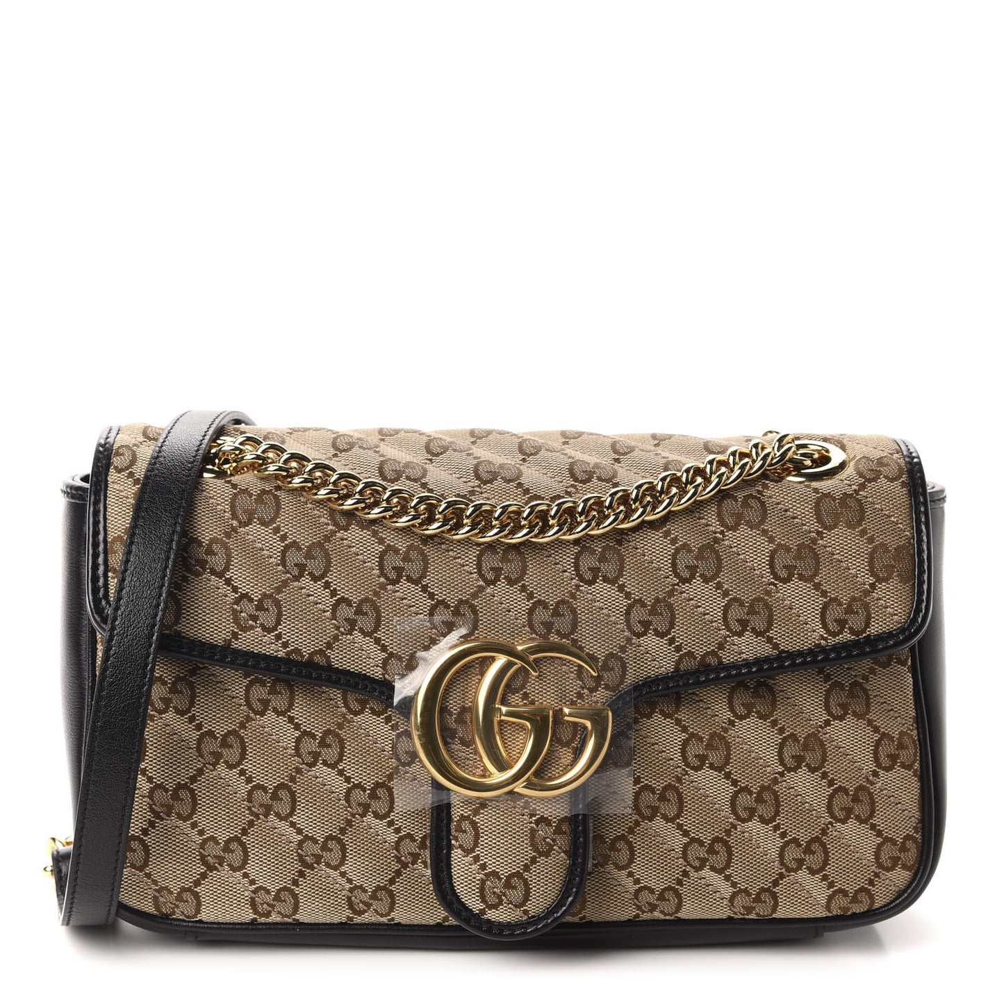 Monogram Matelasse Diagonal Small GG Marmont Shoulder Bag Beige Black