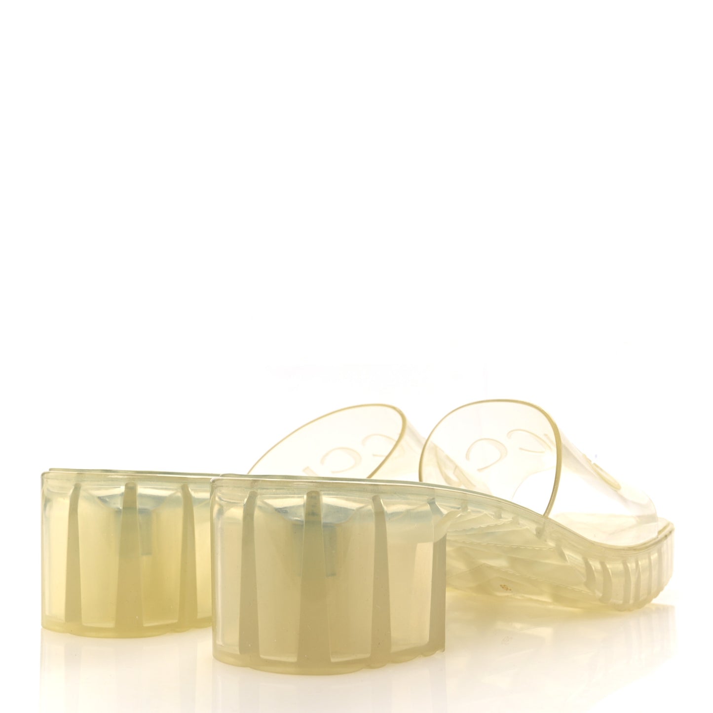 Rubber Gucci Logo Womens Platform 20/60mm Slide Sandals 39 Transparent