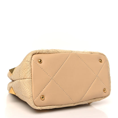 Valentino Garavani Raffia Small Roman Stud The Handle Bag Natural 4 of 9