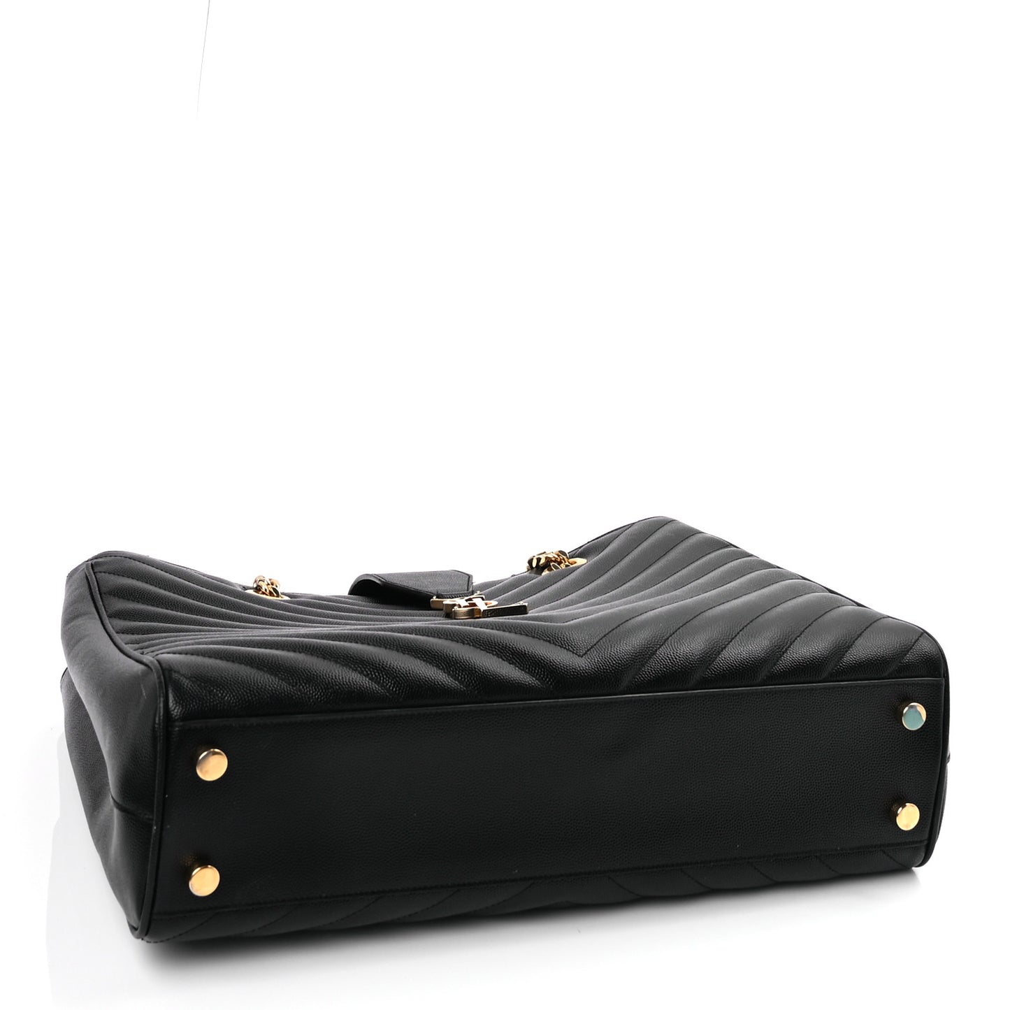 Grain De Poudre Matelasse Chevron Monogram Shopping Bag Black