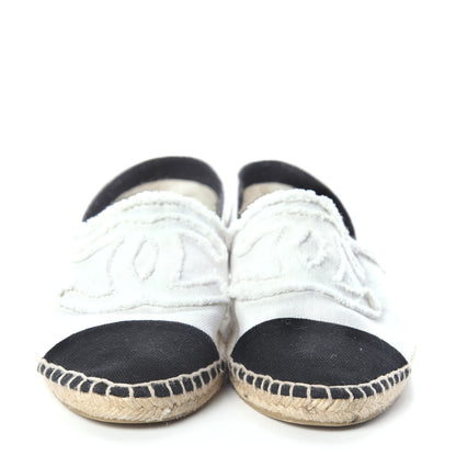Chanel Linen CC Espadrilles 39 White Black 2 of 7