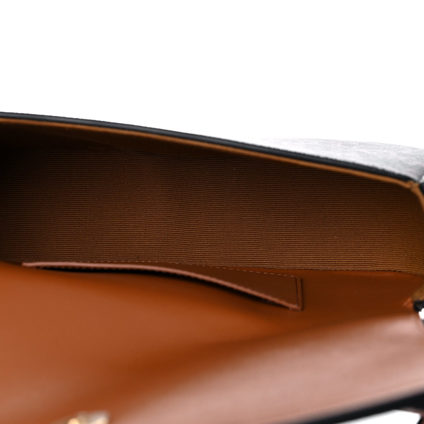 Triomphe Canvas Calfskin Tabou Clutch on Strap Tan