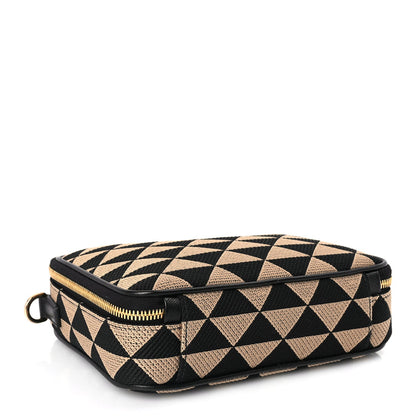 Prada Jacquard Saffiano Triangolo Symbole Embroidered Medium Shoulder Bag Black Corda 3 of 8