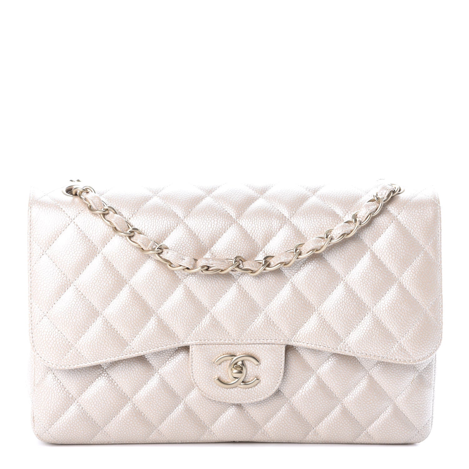 Chanel Pearly Caviar Quilted Jumbo Double Flap Light Beige 1 of 11