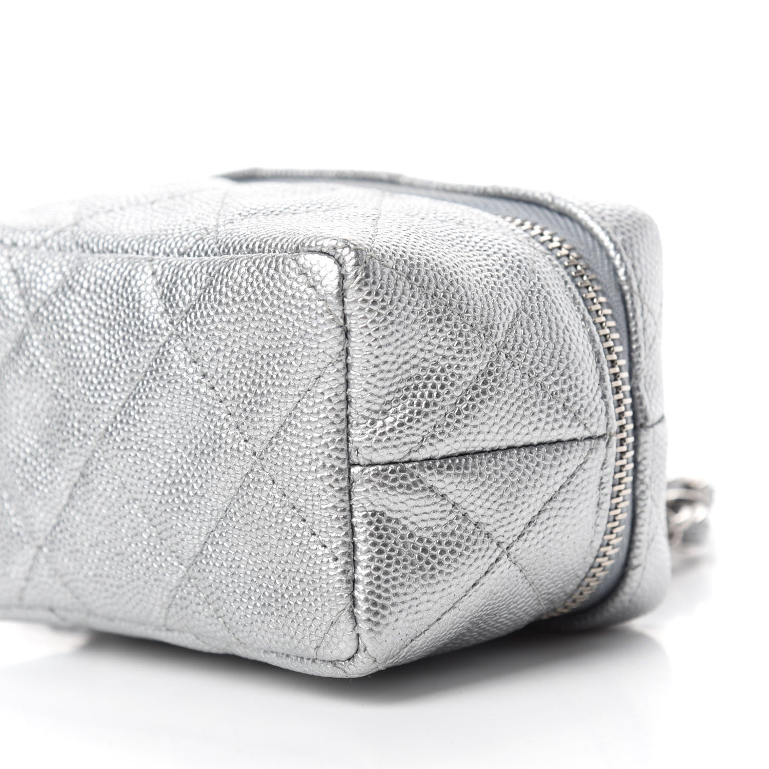 Chanel Metallic Caviar Quilted Mini Top Handle Vanity With Chain Silver 7 of 11