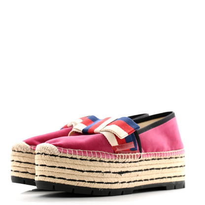 Gucci Velvet Sylvie Web Platform Espadrilles 38.5 Light Raspberry Rose 4 of 12