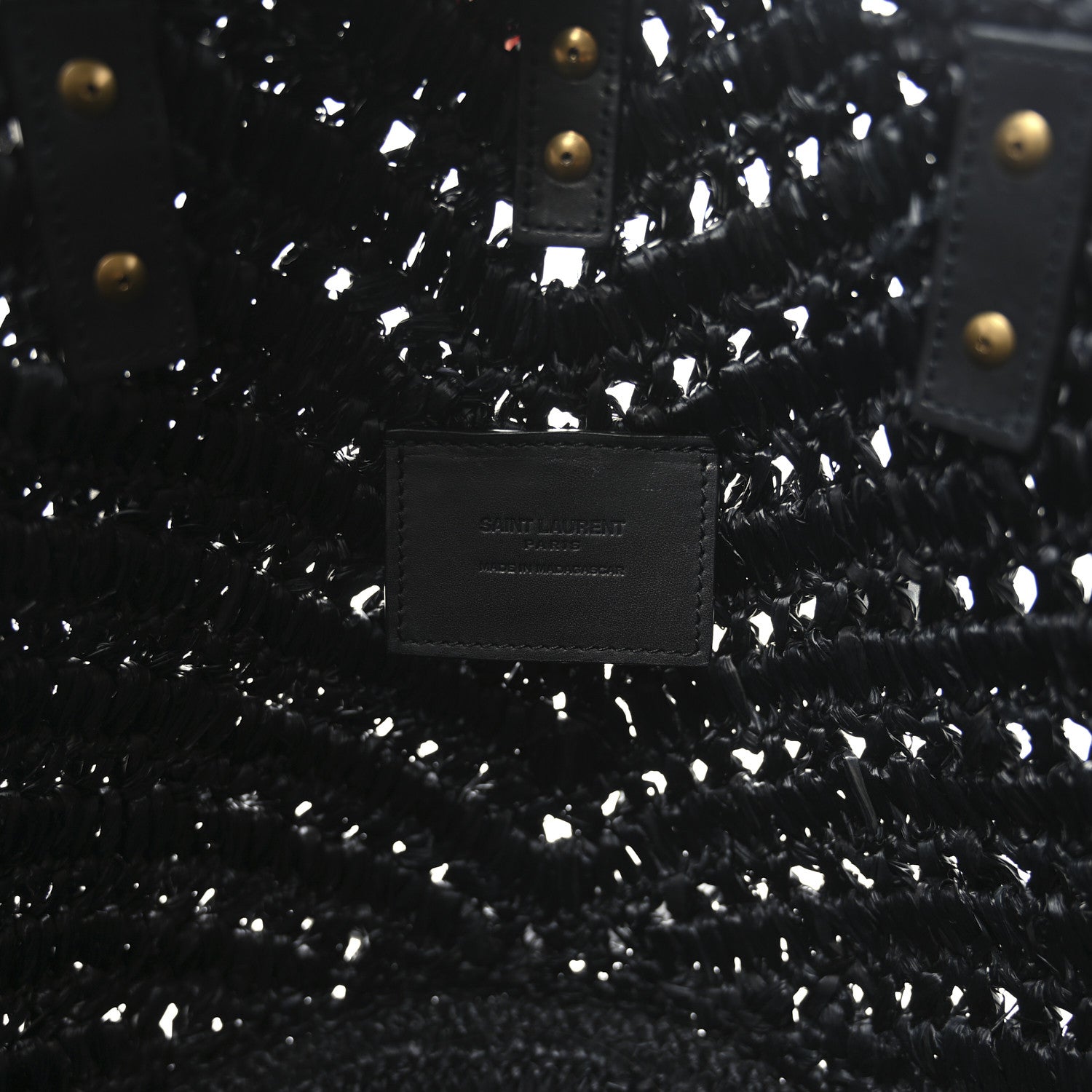 Saint Laurent Raffia Calfskin Small Panier Tote Black 6 of 10