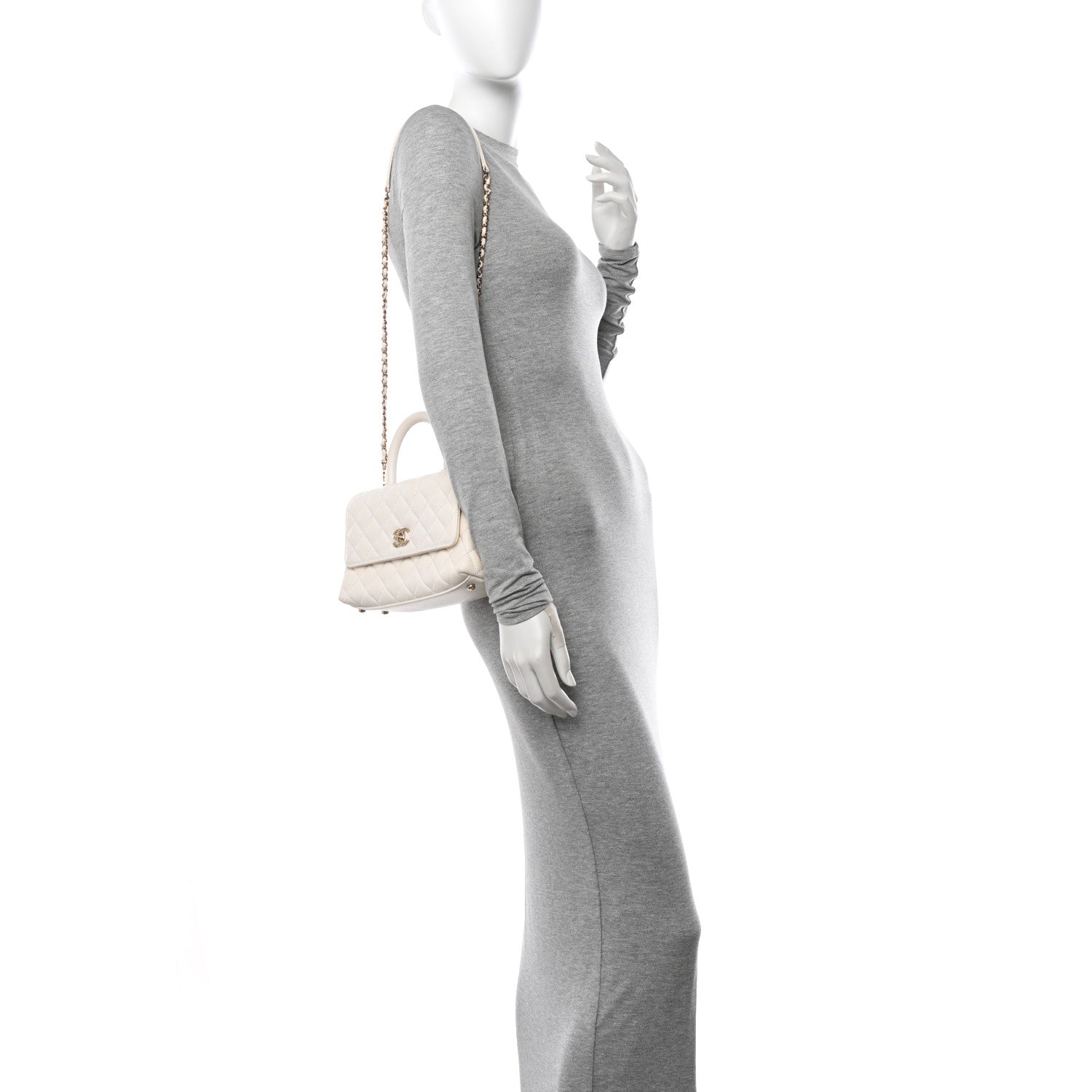 Chanel Caviar Quilted Mini Coco Handle Flap White 2 of 12