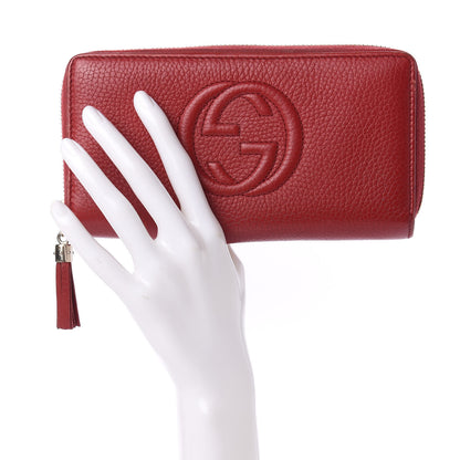 Gucci Pebbled Calfskin Soho Zip Around Wallet Red 2 of 10