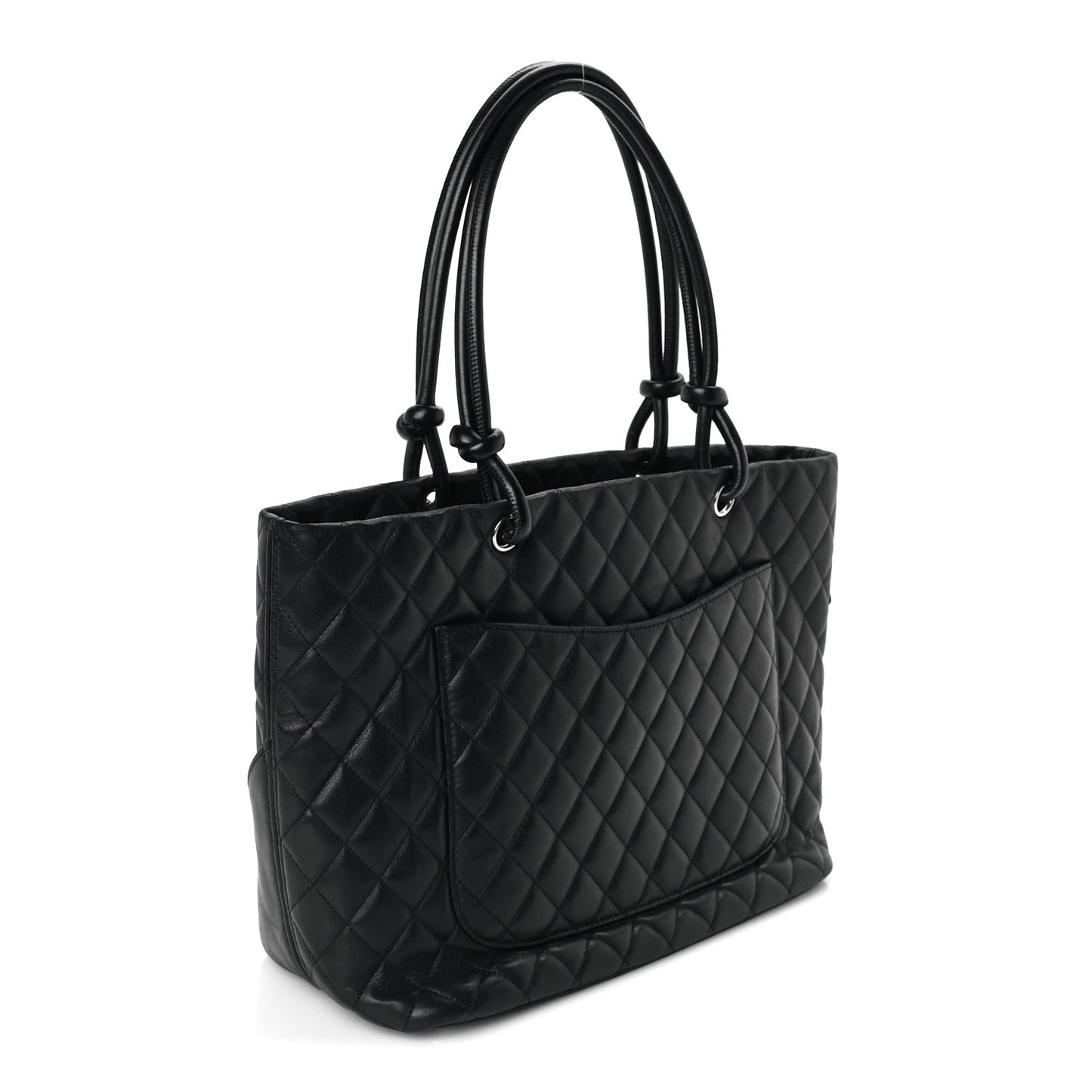 Calfskin Quilted Large Cambon Tote Black