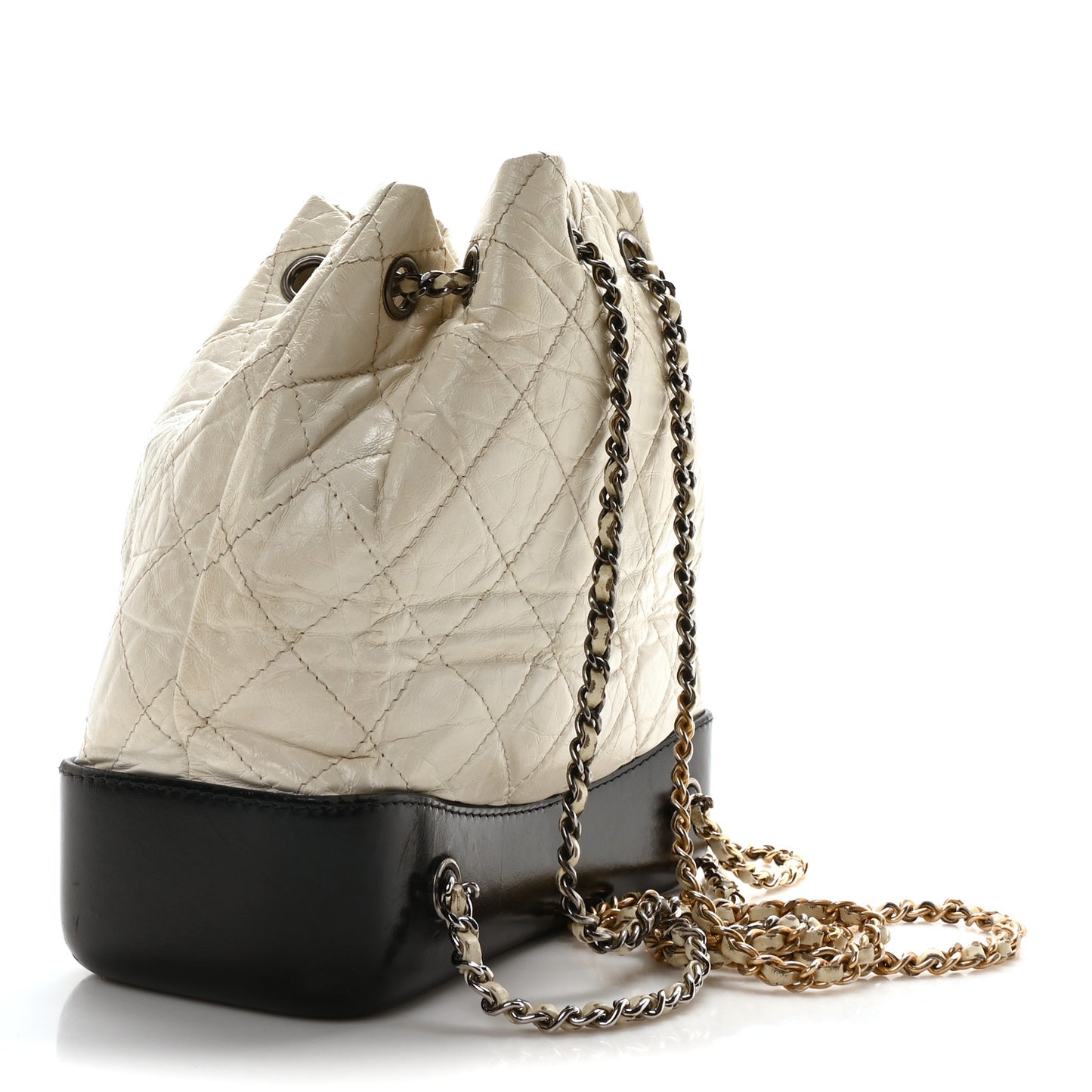 Aged Calfskin Quilted Small Gabrielle Backpack Black White