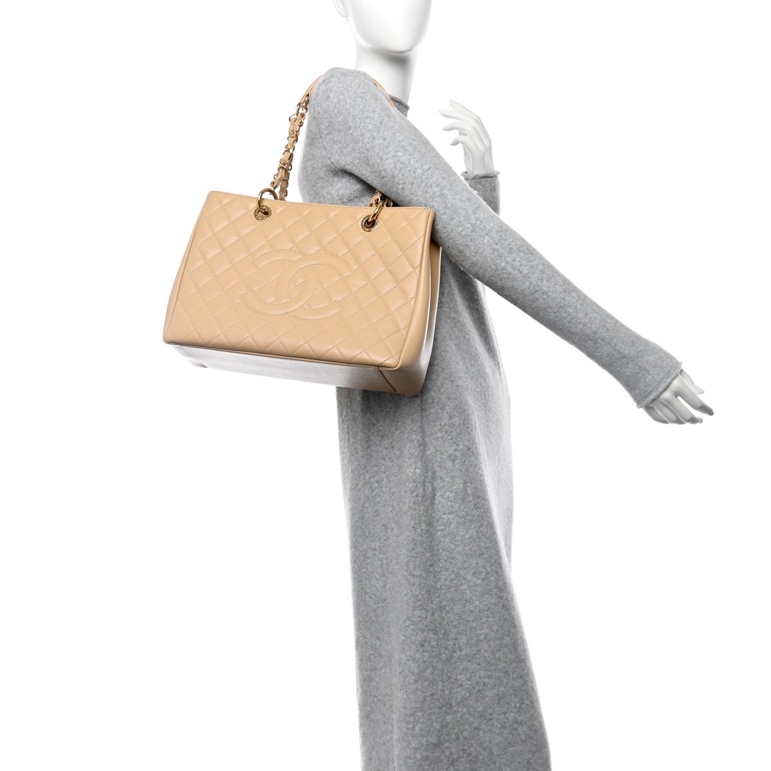 Chanel Caviar Quilted Grand Shopping Tote GST Beige Clair 2 of 7