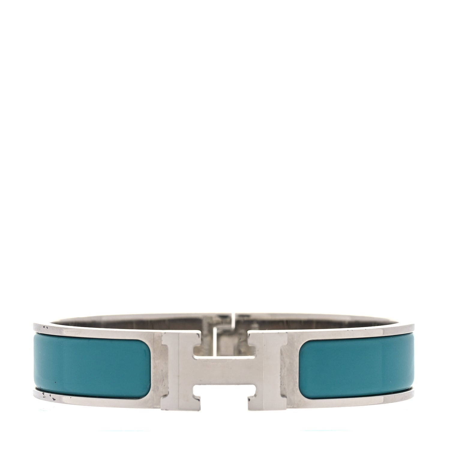 Hermes Enamel Narrow Clic Clac H Bracelet PM  Bleu Atoll 1 of 3