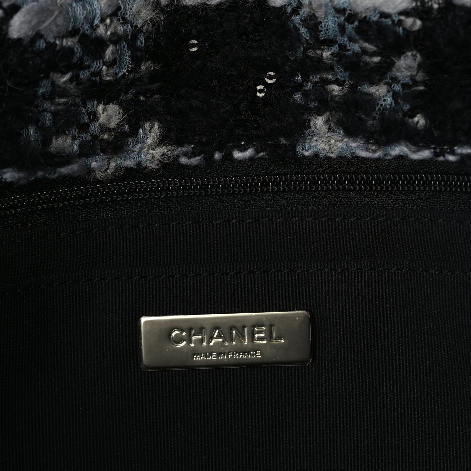 Chanel Tweed Shearling Large Flap Bag Blue Black 5 of 9