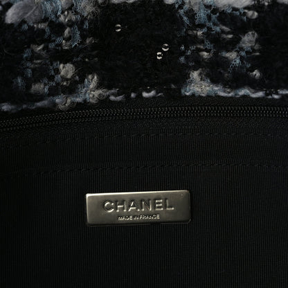 Chanel Tweed Shearling Large Flap Bag Blue Black 5 of 9