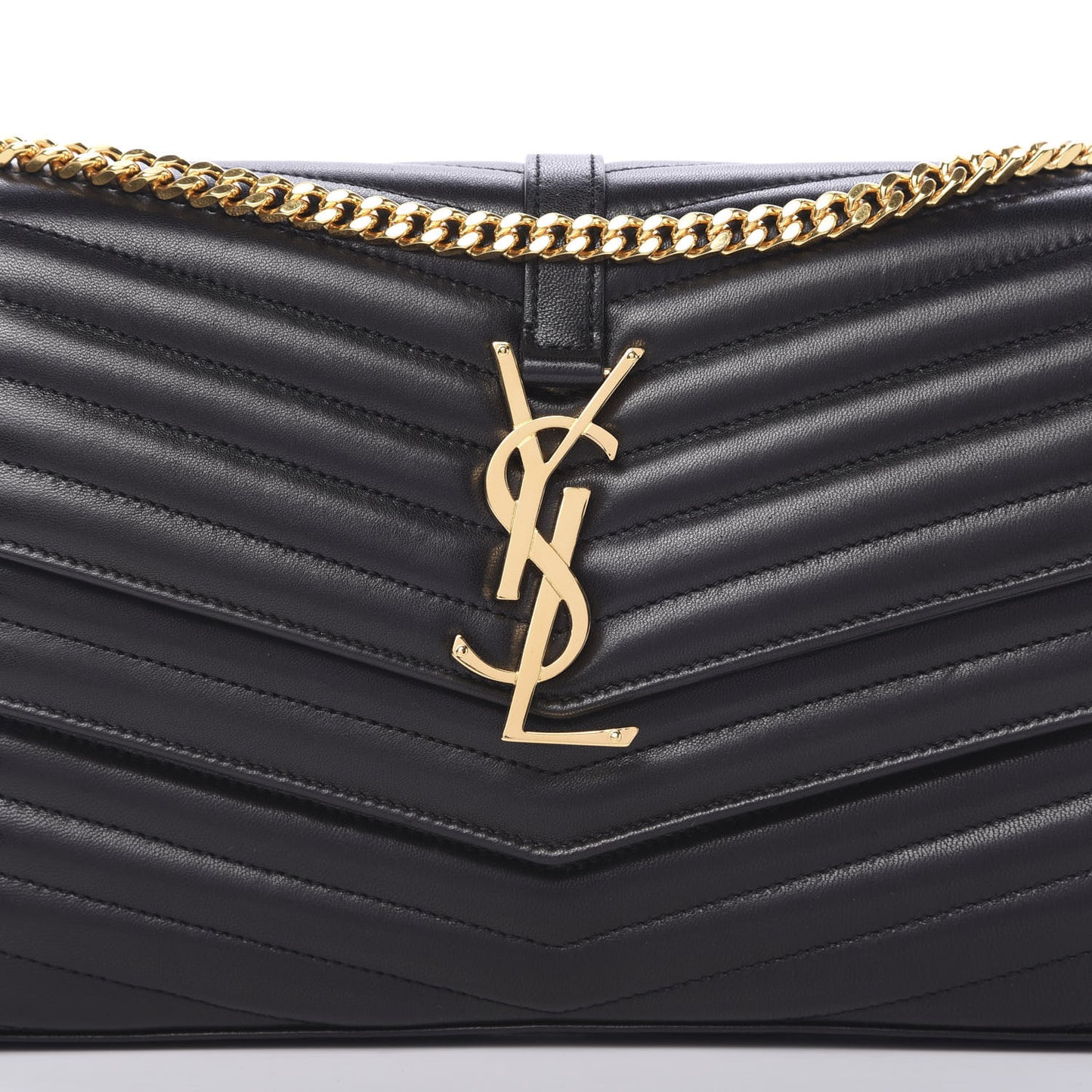 Lambskin Matelasse Chevron Monogram Sulpice Chain Wallet Black