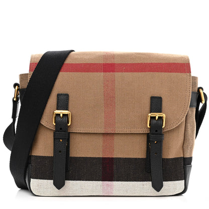 Burberry Canvas Mega Check Small Baildon Messenger Bag Black 1 of 11