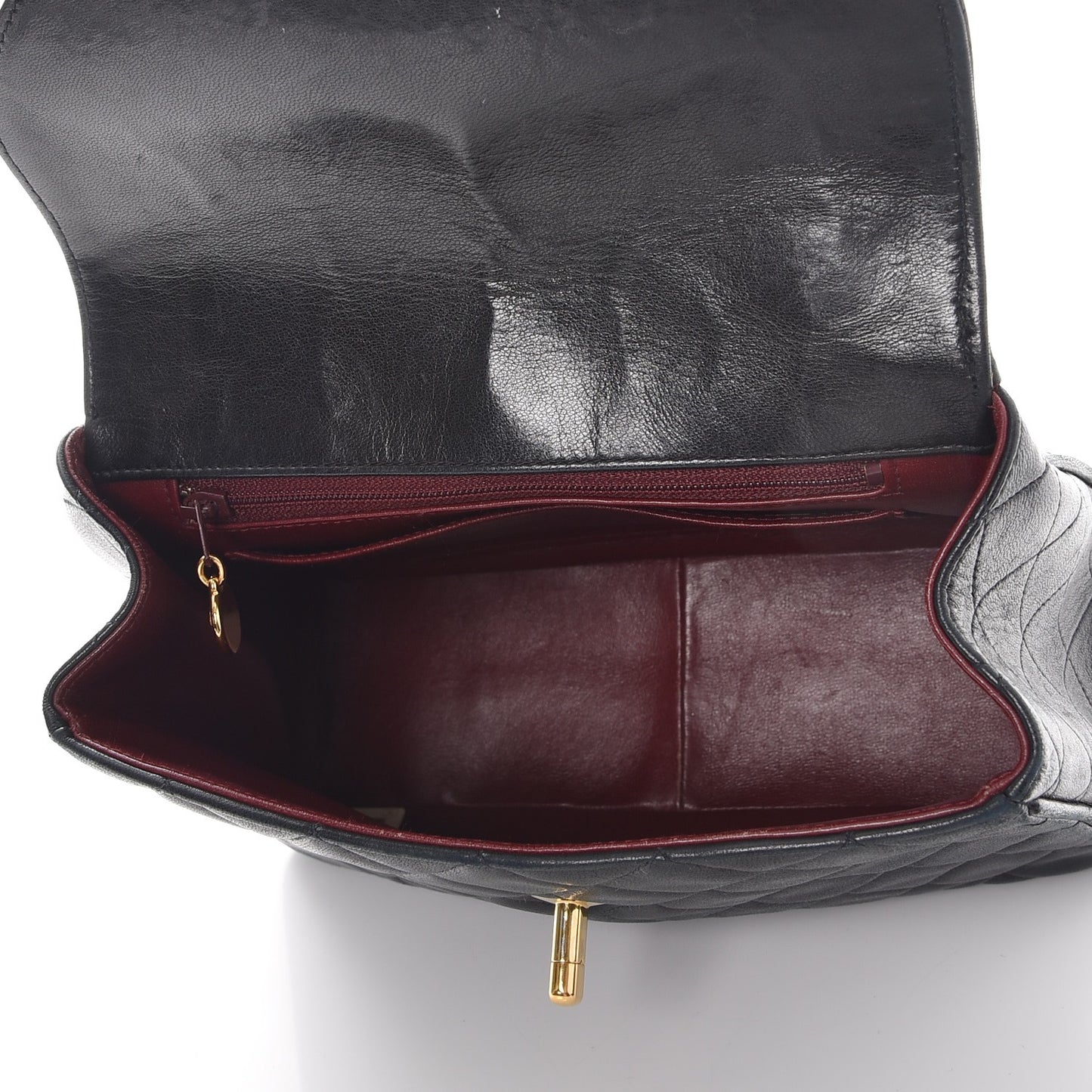 Lambskin Quilted Flap Shoulder Bag Black