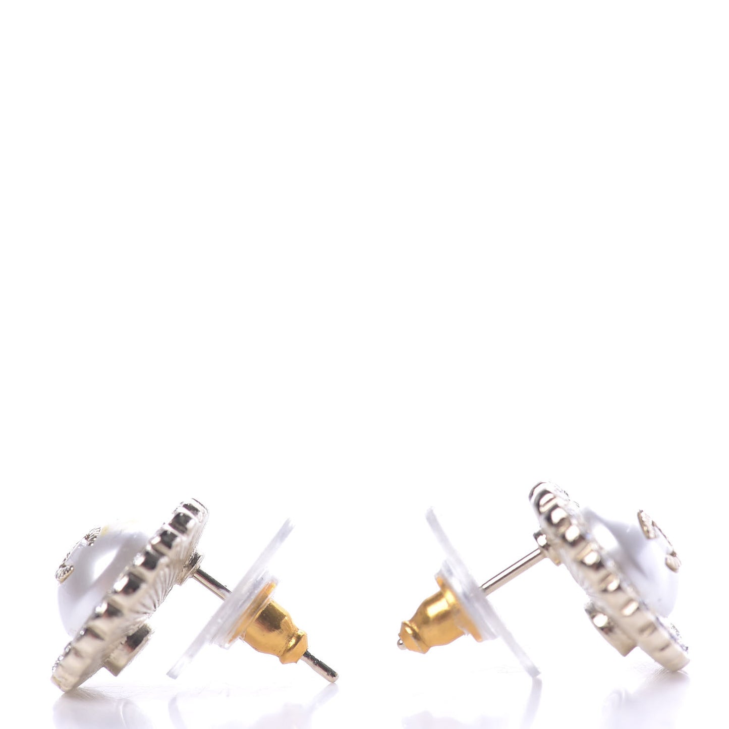 Pearl Crystal CC Earrings Gold