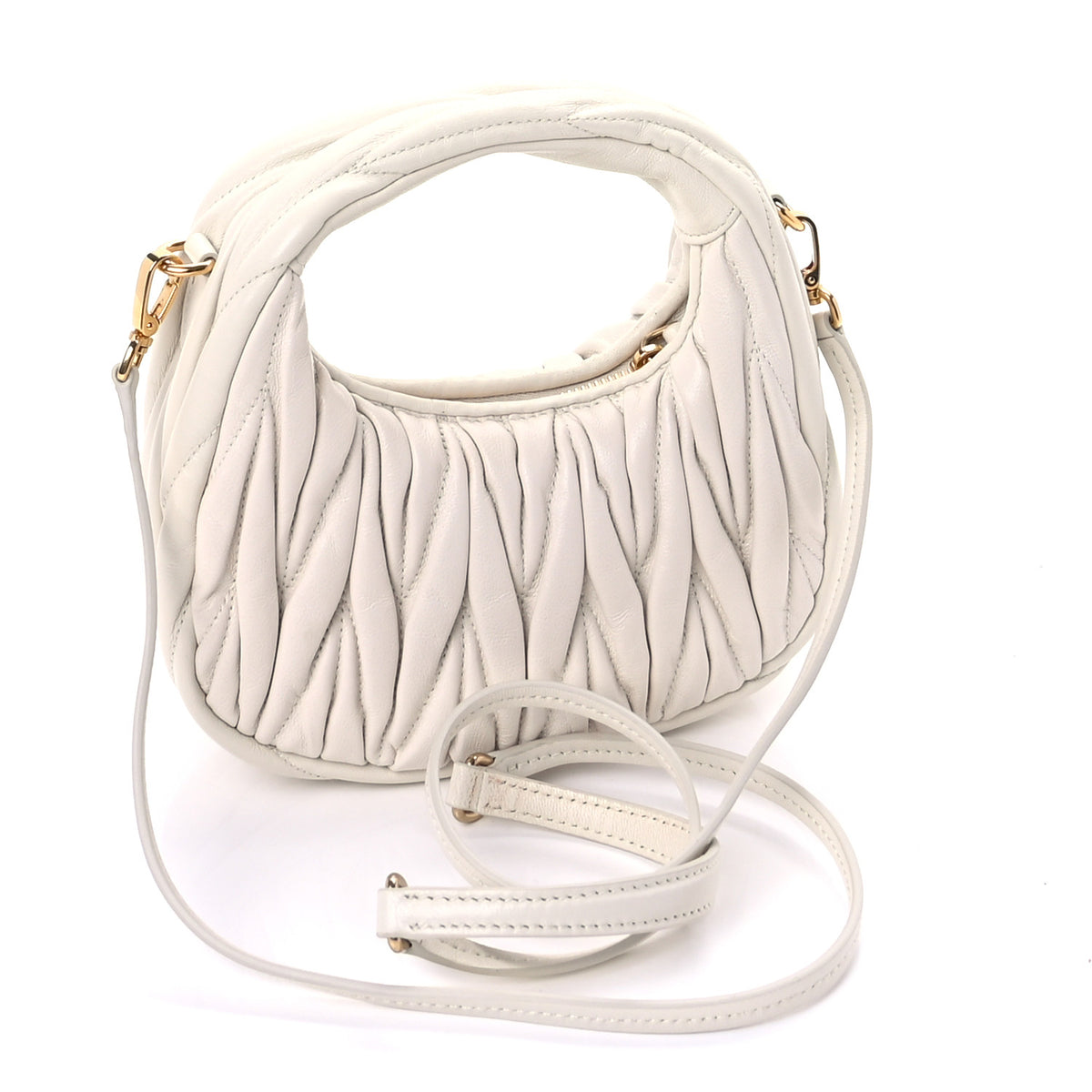 Nappa Matelasse Mini Wander Hobo White