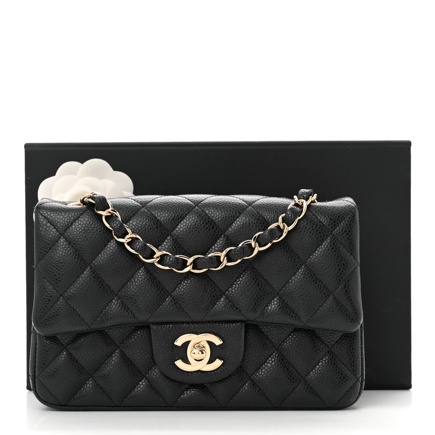 Caviar Quilted Mini Rectangular Flap Black