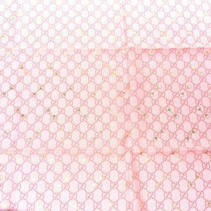 Gucci Silk Twill GG Monogram GG Gold Horsebit Square Scarf Pink Sky Blue 3 of 4