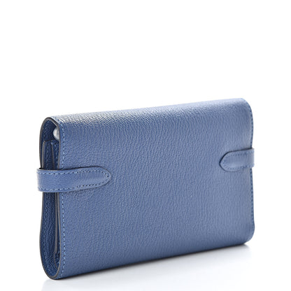 Hermes Chevre Mysore Medium Kelly Wallet Bleu Agate 3 of 8