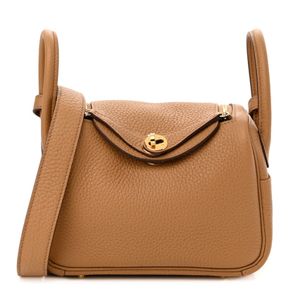 Hermes Taurillon Clemence Mini Lindy 20 Biscuit 1 of 10